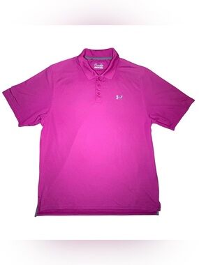 Under Armour Loose Magenta Solid Heatgear Polo Shirt Mens XL